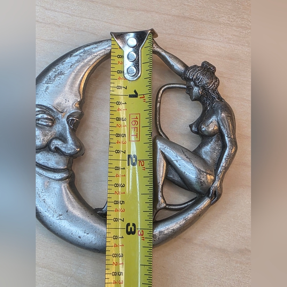 Vintage 1979 Bergamot Brass Works Moon Goddess Belt Buckle - Nude Lady W-49 USA - Picture 8 of 10